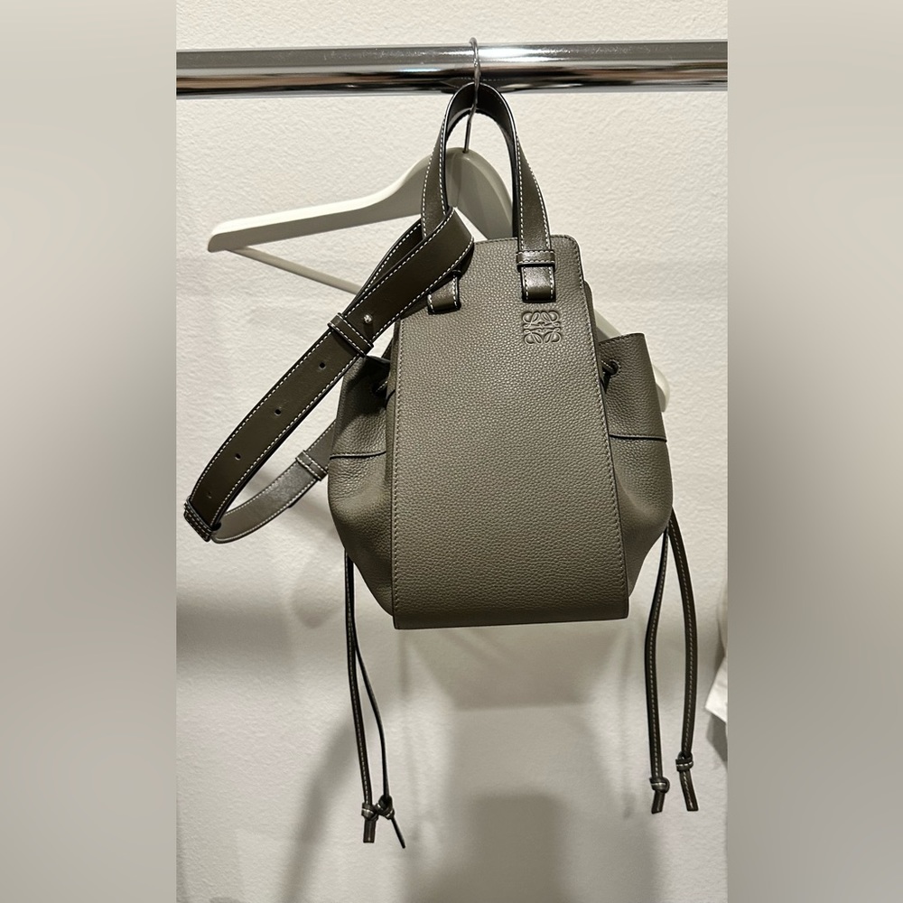 Loewe Hammock Olive Green Grained Leather Small Bag